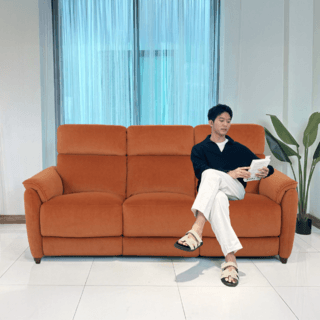 Relax studio โซฟาหนังสังเคราะห์ปรับระดับไฟฟ้า 3 ที่นั่ง ขนาด 205x98-156x100 ซม. รุ่น Orchard  สีคาราเมล