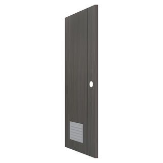 WELLINGTAN ประตู UPVC Profile รุ่น  WT2-GL (สำหรับใช้ห้องน้ำภายใน) เซาะร่องเส้นดำ  เกล็ดล่าง ขนาด 70x200 ซม. สีเกรย์(เจาะลูกบิด)
