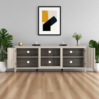 DELICATO ชั้นวางทีวี รุ่น RETRO ขนาด 39x178x63 ซม. สีเทาอ่อน