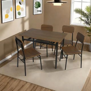 Delicato ชุดโต๊ะอาหาร 4 ที่นั่ง รุ่น Kaito โต๊ะ:110X70X76ซม. เก้าอี้:45x48.5x84.5ซม. สีน้ำตาลเข้ม