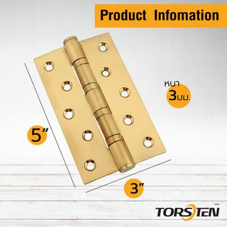 TORSTEN บานพับสเตนเลส 304 5x3x3มม. 2ชิ้น สีทอง