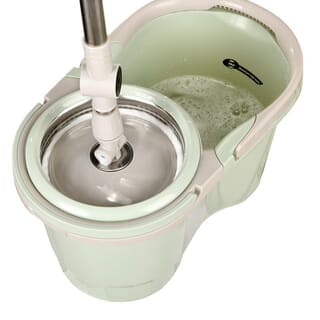 KLEANZY ชุดม็อปปั่นถังสเตนเลสถอดหัวปั่นได้ ด้ามสเตนเลส รุ่น HDR-M033B  ขนาด 27x46x25 CM (6L) สีเขียว