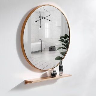 Nice ชุดกระจกอะลูมิเนียม ทรงกลม พร้อมถาด 60X60 ซม. รุ่น แองเจล่า-โกล สีทอง