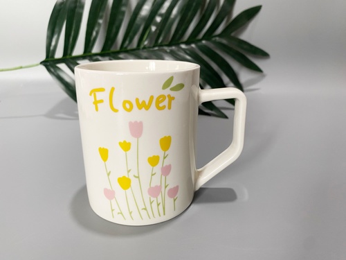 AILO แก้วเซรามิค 8 ซม. 350 มล. FLOWER-02 สีขาว