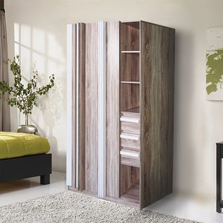 DELICATO ตู้เสื้อผ้า 3 บานเปิด รุ่น อปาเช่ ขนาด 160x60x200 ซม. สีทูโทนน้ำตาล/ขาว