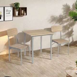 Delicato ชุดโต๊ะอาหาร 2 ที่นั่ง รุ่น Aiko โต๊ะ:70X70X76ซม. เก้าอี้:42X48X87ซม. สีน้ำตาลอ่อน