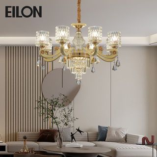 EILON โคมไฟแขวนคริสตัล 8 ช่อ 60W ขนาด D80*50cm รุุ่น MD8665/8 สีขาว