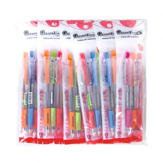 Quantum ปากกาลูกลื่น 0.7 มม. รุ่น  007 HITZ สีน้ำเงิน+สีแดง (3ด้าม/แพ็ค) (1x12)