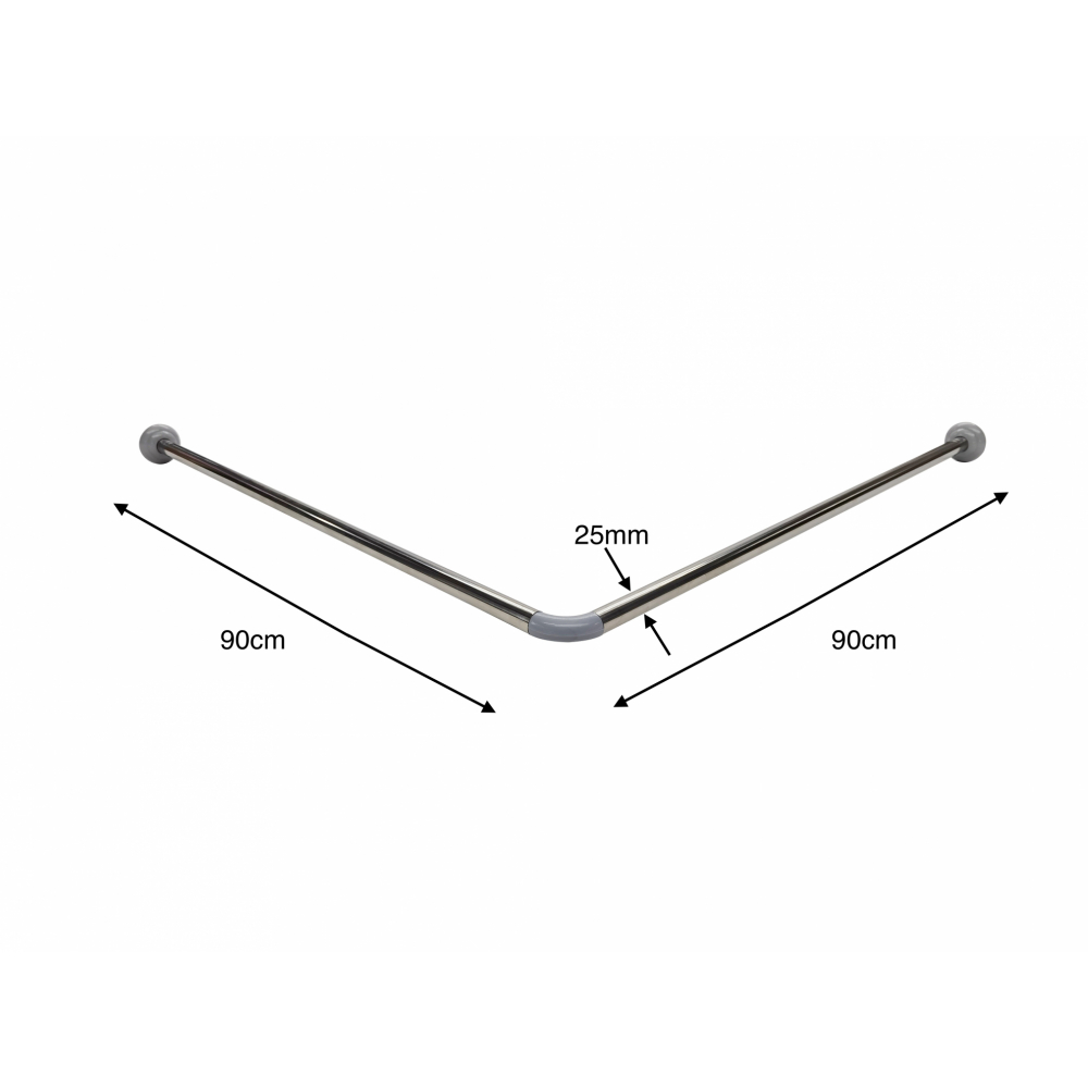 Primo ราวม่านห้องน้ำสแตนเลส ตัว L ขนาด 90x90ซม. รุ่น JMSR84011 สีโครม 