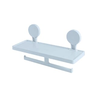 Primo หิ้งวางของ พร้อมที่แขวนกระดาษชำระ 2 แกน พลาสติก รุ่น Aero-05 ขนาด 11x32x17 ซม. สีฟ้า