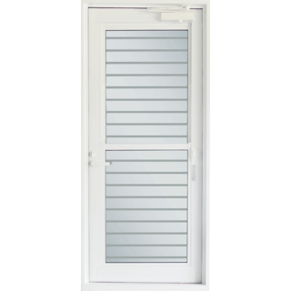 TRUSTAND (J-TRUST) ประตูอะลูมิเนียมมีช่องระบายอากาศ บานเปิด (เปิดซ้าย) Kitchen door 90x205ซม. สีขาว พร้อมมุ้ง
