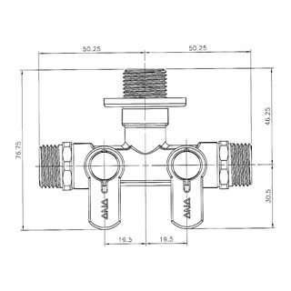 ANA มินิบอลวาล์ว 3 ทาง 2  วาล์ว (ผผผ) ด้ามส้ม