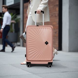 WETZLARS กระเป๋าเดินทาง ขนาด 28 นิ้ว พร้อมช่องใส่ของด้านหน้า รุ่น Blossom-01 ขนาด 29x51x70 ซม. สีชมพูทะเล