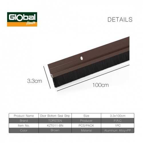 TORSTEN เส้นกันแมลงอะลูมิเนียม แถบขนแปรง รุ่น  KZT011-BN 100ซม. สีน้ำตาล