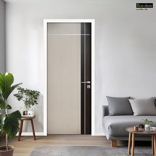 ECO-DOOR  ประตู WPC  รุ่น WP2 ภายใน ขนาด 80x200 ซม. สีไอเวอรี่เกรย์ (ไม่เจาะลูกบิด)