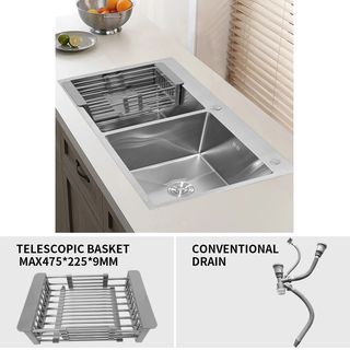 CLOSE อ่างล้างจาน 2 หลุมไม่มีที่พัก SS304 100x50x22 ซม. ATHENS-100