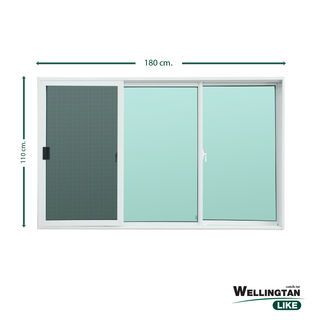 WELLINGTAN (LIKE) หน้าต่างอะลูมิเนียม บานเลื่อน SFS 180x110ซม. สีขาว พร้อมมุ้ง