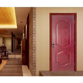 WELLINGTAN ประตูภายใน UPVC บานทึบ 2 ฟักโค้ง รุ่น UPVC-W802 ขนาด 80x200 ซม. สี Red wood