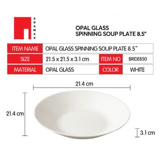 ADAMAS จานโอปอลทรงลึก 8.5” BRIDE850 สีขาว