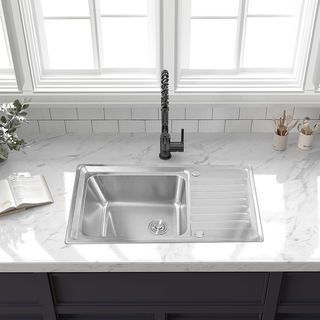 CLOSE อ่างล้างจาน 1 หลุมมีที่พัก SUS304  ขนาด 80X50X19 ซม. SPACE