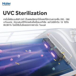 Haier เครื่องปรับอากาศ Premium Inverter (UV Cool Smart) Smart Wifi Control 9200 BTU HSU-10VRRA03T