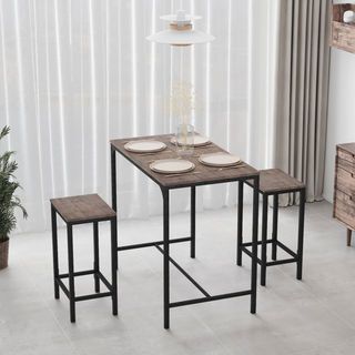 PULITO ชุดโต๊ะบาร์ 2 ที่นั่ง รุ่น FAIRMAN โต๊ะ:80x50x95 ซม. เก้าอี้: 30x40x65 ซม. สีดำ