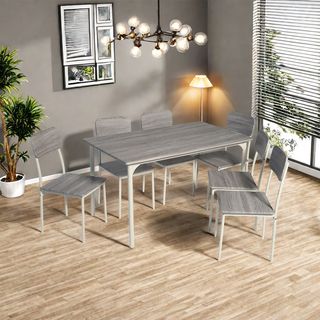 DELICATO ชุดโต๊ะอาหาร 6 ที่นั่ง รุ่น Nana โต๊ะ:140X80X76ซม. เก้าอี้:42x48x87ซม. สีไม้ธรรมชาติ 